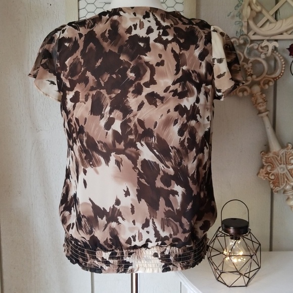 Apt. 9 Short Sleeve Ruffled Abstract Print Blouse - Picture 2 of 8